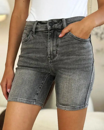 Judy Blue Full Size High Waist Washed Denim Shorts 150230 - Sleekdenim.com
