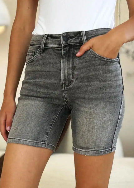 Judy Blue Full Size High Waist Washed Denim Shorts 150230 - Sleekdenim.com