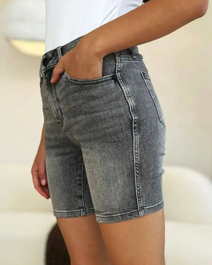 Judy Blue Full Size High Waist Washed Denim Shorts 150230 - Sleekdenim.com