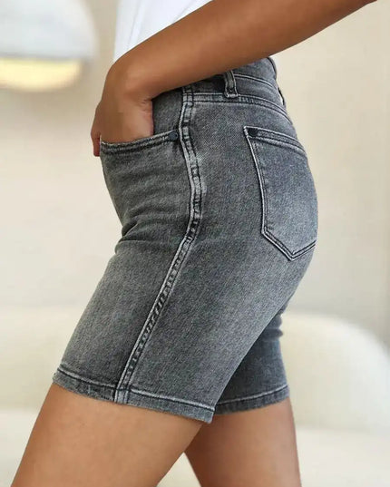 Judy Blue Full Size High Waist Washed Denim Shorts 150230 - Sleekdenim.com