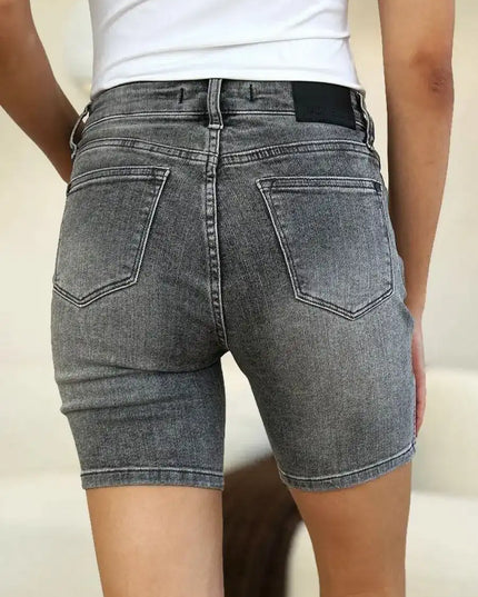 Judy Blue Full Size High Waist Washed Denim Shorts 150230 - Sleekdenim.com