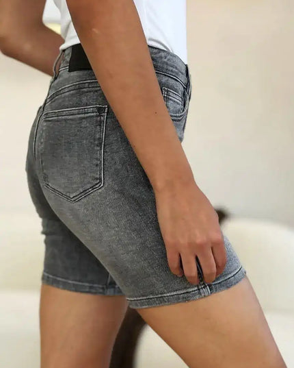 Judy Blue Full Size High Waist Washed Denim Shorts 150230 - Sleekdenim.com