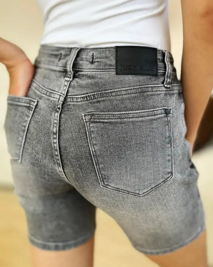 Judy Blue Full Size High Waist Washed Denim Shorts 150230 - Sleekdenim.com