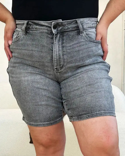 Judy Blue Full Size High Waist Washed Denim Shorts 150230 - Sleekdenim.com