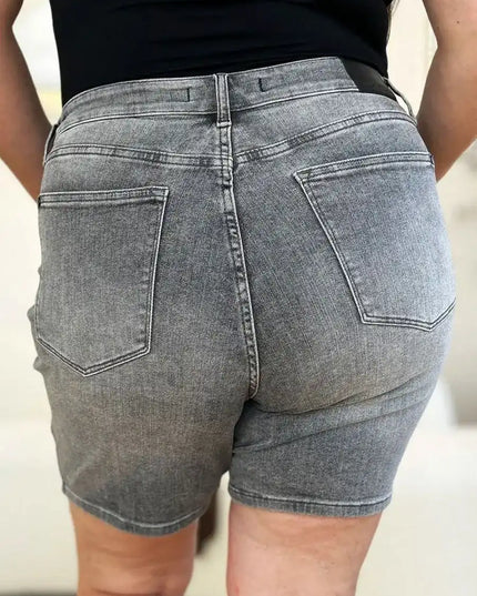 Judy Blue Full Size High Waist Washed Denim Shorts 150230 - Sleekdenim.com