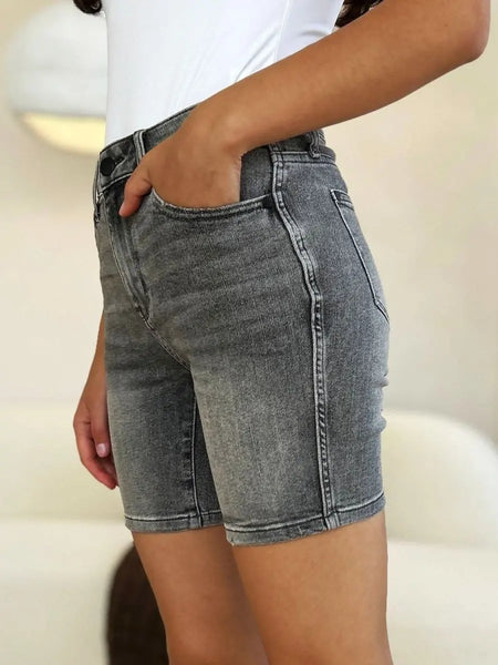 Judy Blue Full Size High Waist Washed Denim Shorts - Sleekdenim.com