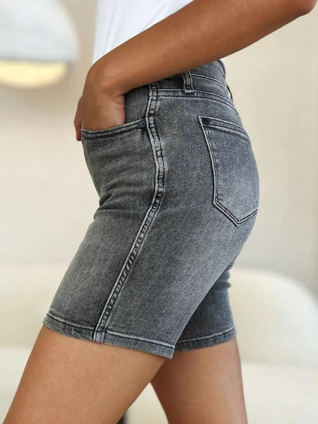 Judy Blue Full Size High Waist Washed Denim Shorts - Sleekdenim.com