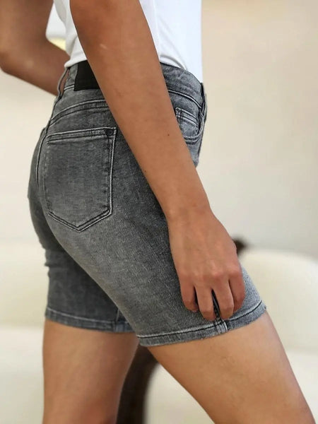 Judy Blue Full Size High Waist Washed Denim Shorts - Sleekdenim.com