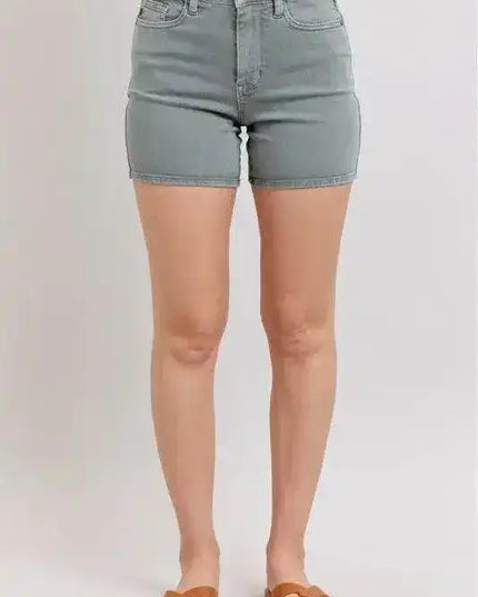 Judy Blue Hw Garment Dyed & Back Pkt Embroidery Shorts 150313 - Sleekdenim.com