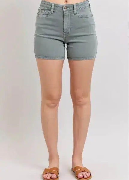 Judy Blue Hw Garment Dyed & Back Pkt Embroidery Shorts 150313 - Sleekdenim.com