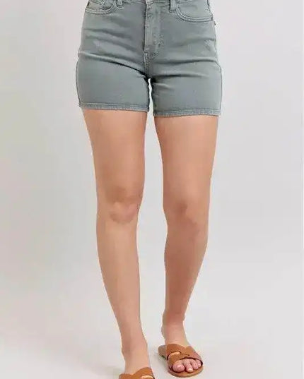 Judy Blue Hw Garment Dyed & Back Pkt Embroidery Shorts 150313 - Sleekdenim.com