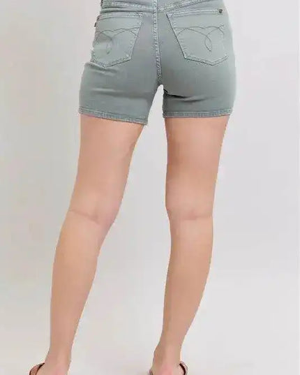 Judy Blue Hw Garment Dyed & Back Pkt Embroidery Shorts 150313 - Sleekdenim.com