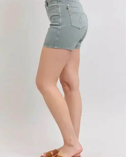 Judy Blue Hw Garment Dyed & Back Pkt Embroidery Shorts 150313 - Sleekdenim.com