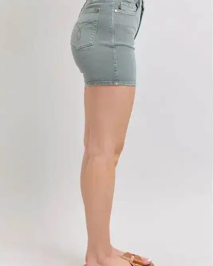 Judy Blue Hw Garment Dyed & Back Pkt Embroidery Shorts 150313 - Sleekdenim.com