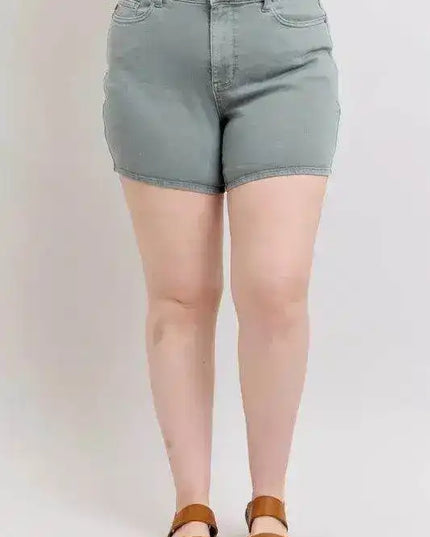 Judy Blue Hw Garment Dyed & Back Pkt Embroidery Shorts 150313 - Sleekdenim.com