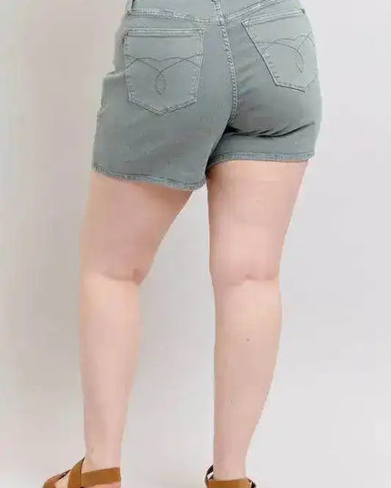 Judy Blue Hw Garment Dyed & Back Pkt Embroidery Shorts 150313 - Sleekdenim.com
