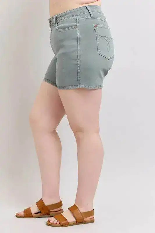 Judy Blue Hw Garment Dyed & Back Pkt Embroidery Shorts 150313 - Sleekdenim.com