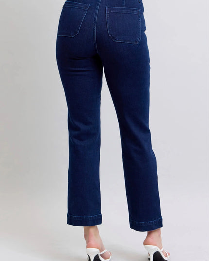 Judy Blue Full Size Hw Work Wear Knee Patch Straight Jeans Plus Size - Sleekdenim.com