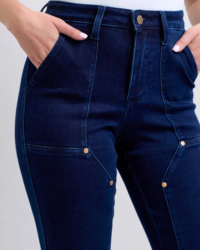 Judy Blue Full Size Hw Work Wear Knee Patch Straight Jeans Plus Size - Sleekdenim.com