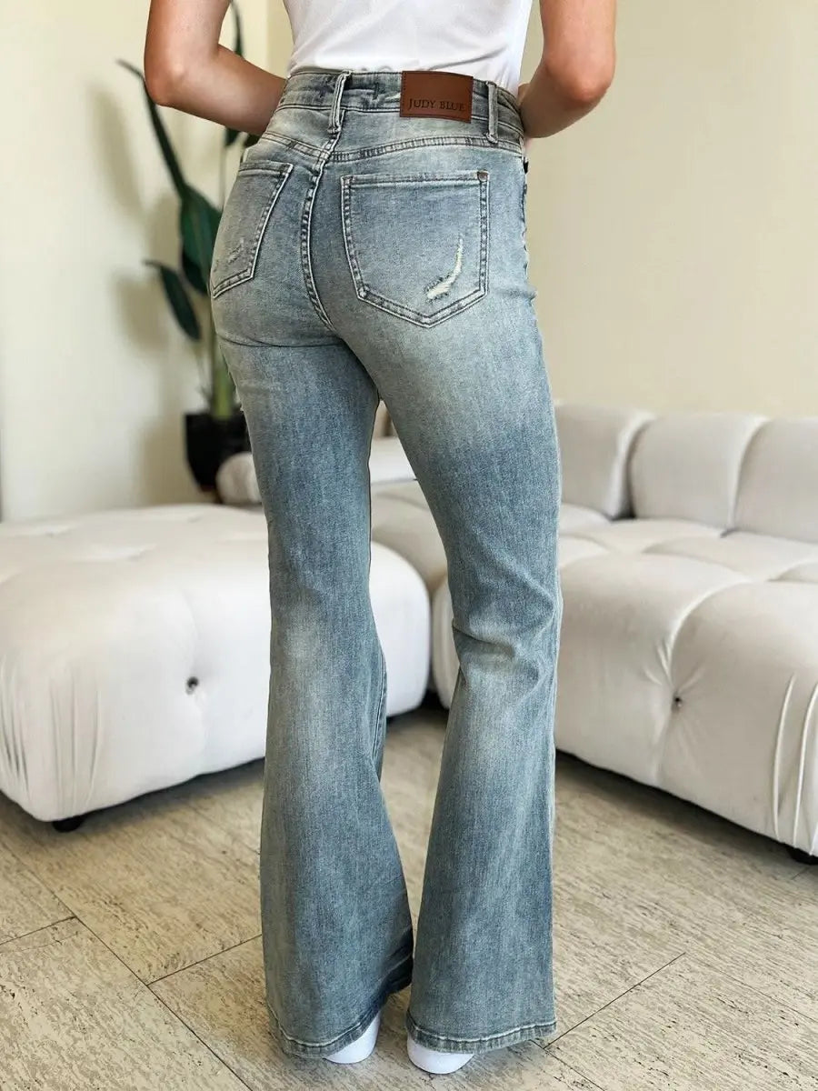 Judy Blue Full Size Mid Rise Flare Jeans - Sleekdenim.com