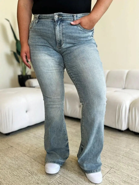 Judy Blue Full Size Mid Rise Flare Jeans - Sleekdenim.com