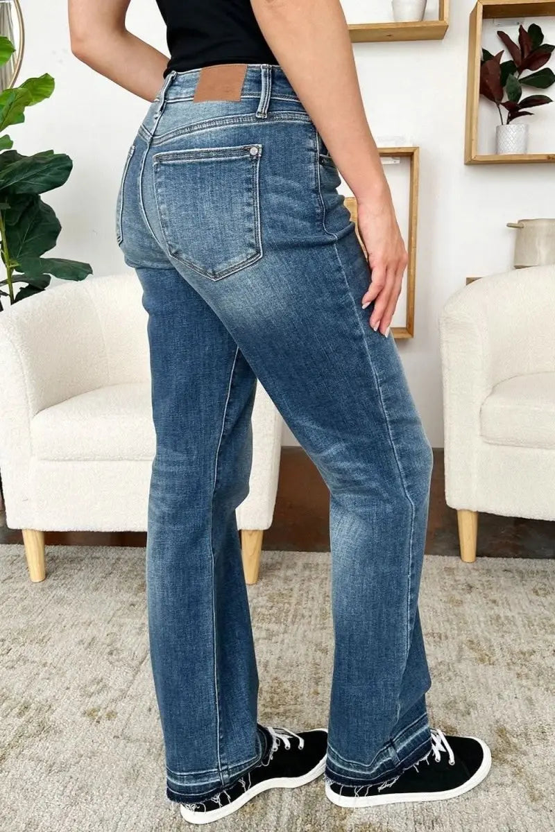 Judy Blue Full Size Mid Rise Release Hem Jeans - Sleekdenim.com