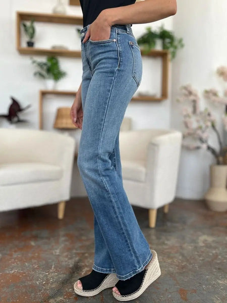 Judy Blue Full Size Mid - Rise Waist Straight Jeans - Sleekdenim.com