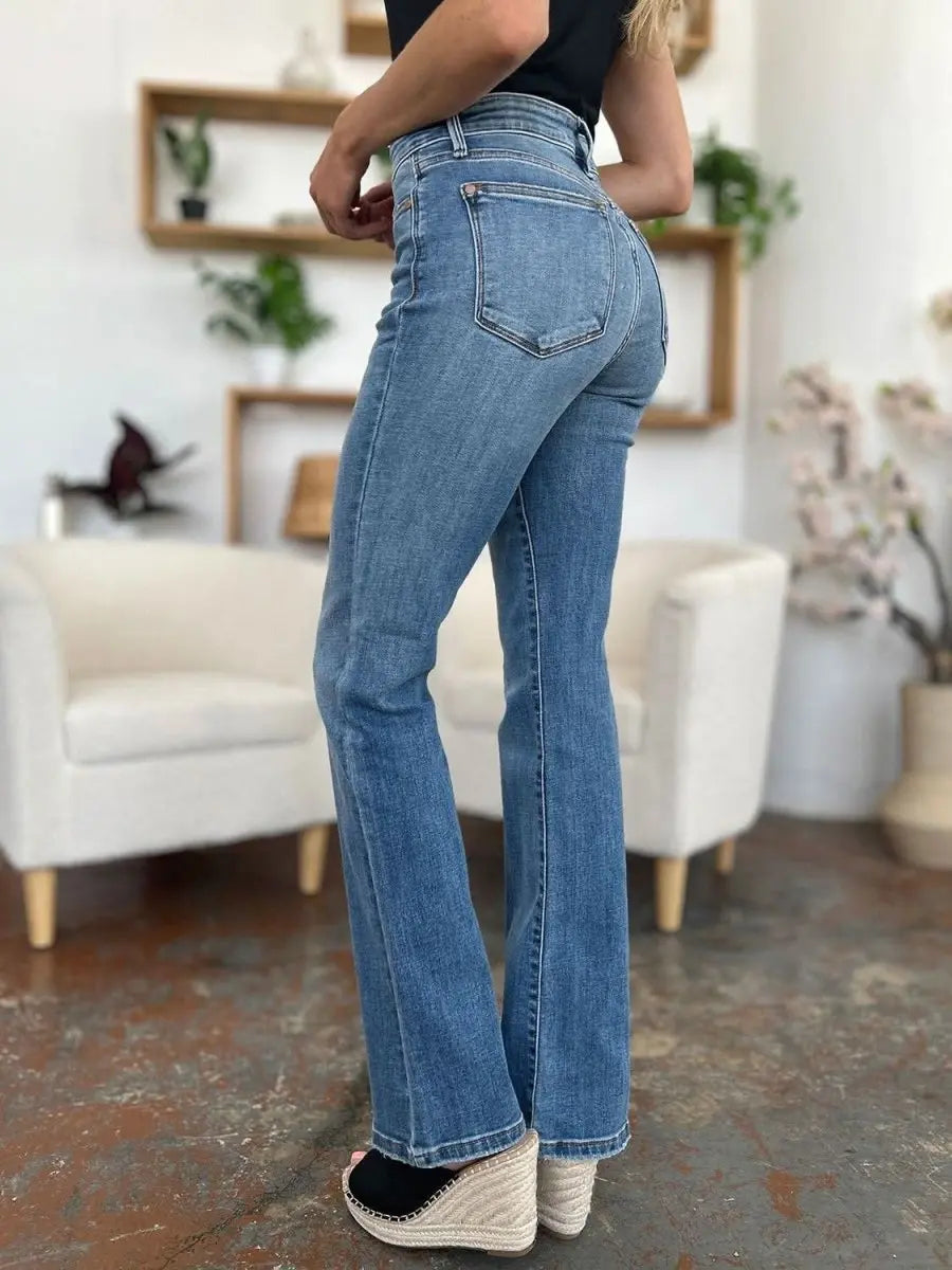 Judy Blue Full Size Mid - Rise Waist Straight Jeans - Sleekdenim.com