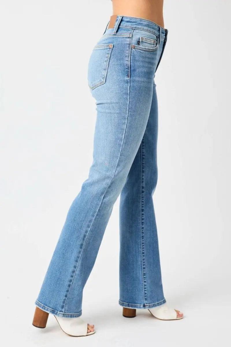 Judy Blue Full Size Mid - Rise Waist Straight Jeans - Sleekdenim.com