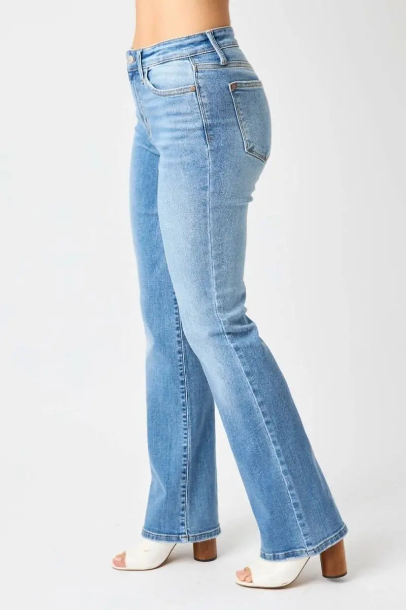 Judy Blue Full Size Mid - Rise Waist Straight Jeans - Sleekdenim.com