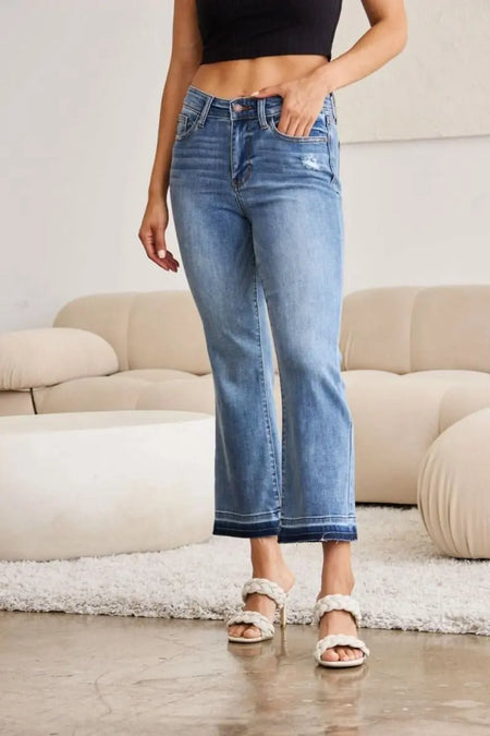 Judy Blue Full Size Release Hem Cropped Bootcut Jeans - Sleekdenim.com