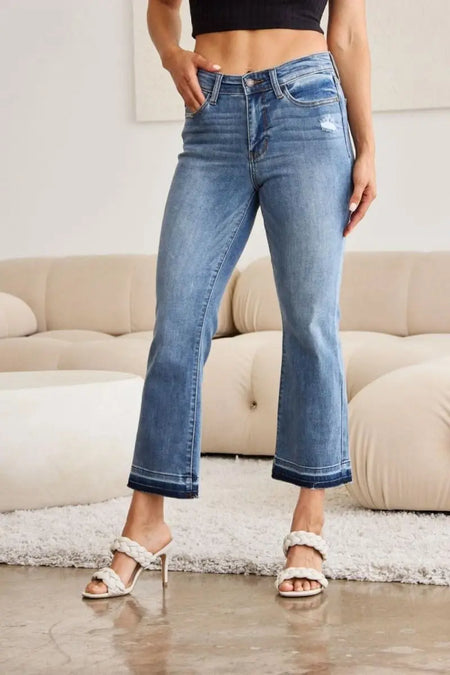 Judy Blue Full Size Release Hem Cropped Bootcut Jeans - Sleekdenim.com