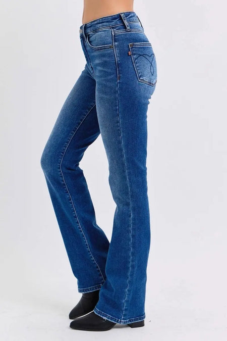 Judy Blue Full Size Run Mid - Rise Bootcut Jeans with Thermal Lining - Sleekdenim.com