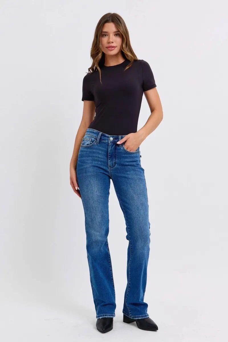 Judy Blue Full Size Run Mid - Rise Bootcut Jeans with Thermal Lining - Sleekdenim.com