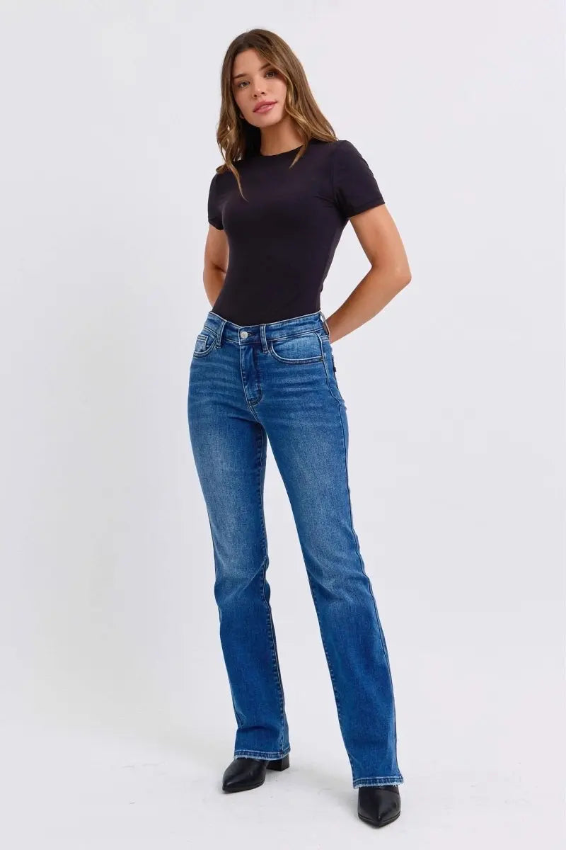 Judy Blue Full Size Run Mid - Rise Bootcut Jeans with Thermal Lining - Sleekdenim.com