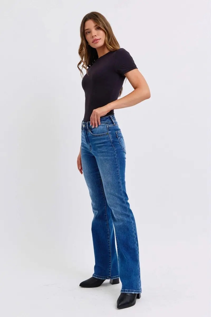 Judy Blue Full Size Run Mid - Rise Bootcut Jeans with Thermal Lining - Sleekdenim.com