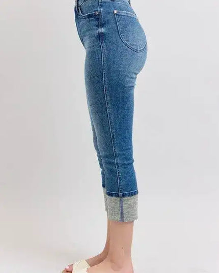 Judy Blue Full Size Skinny Cuff Capris Jeans with Pockets - Sleekdenim.com