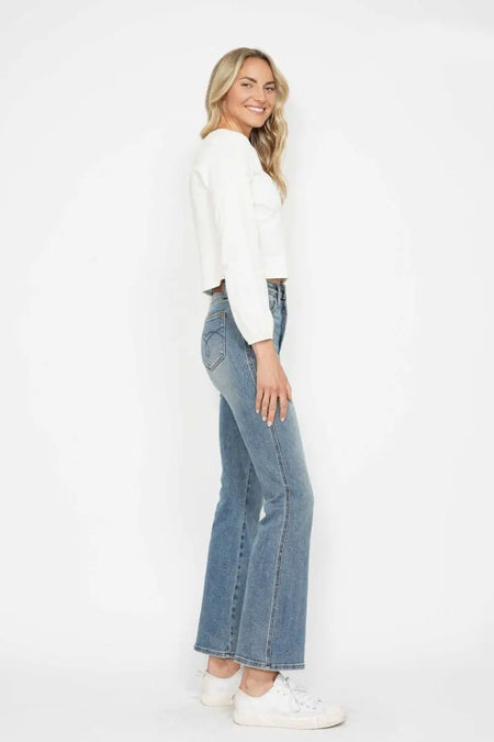 Judy Blue Full Size Tummy Control Back Embroidered Pocketed Bootcut Jeans Plus Size - Sleekdenim.com