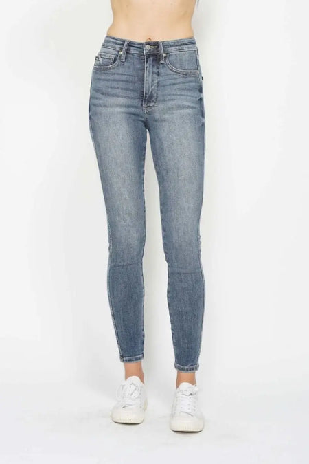 Judy Blue Full Size Tummy Control Contrast Wash Skinny Jeans - Sleekdenim.com