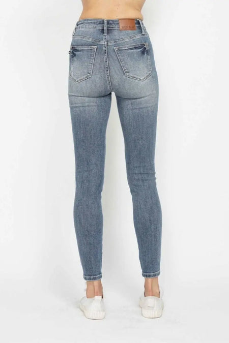 Judy Blue Full Size Tummy Control Contrast Wash Skinny Jeans - Sleekdenim.com