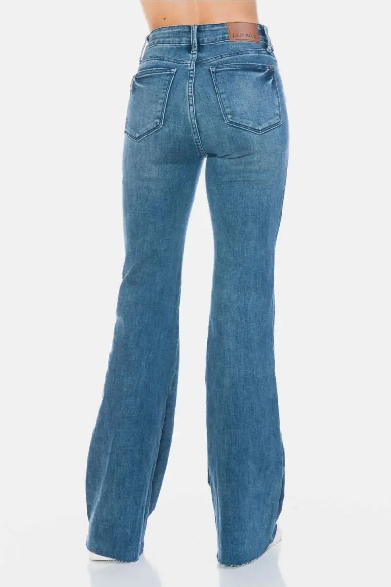 Judy Blue Full Size Tummy Control Cut Hem Flare Jeans - Sleekdenim.com