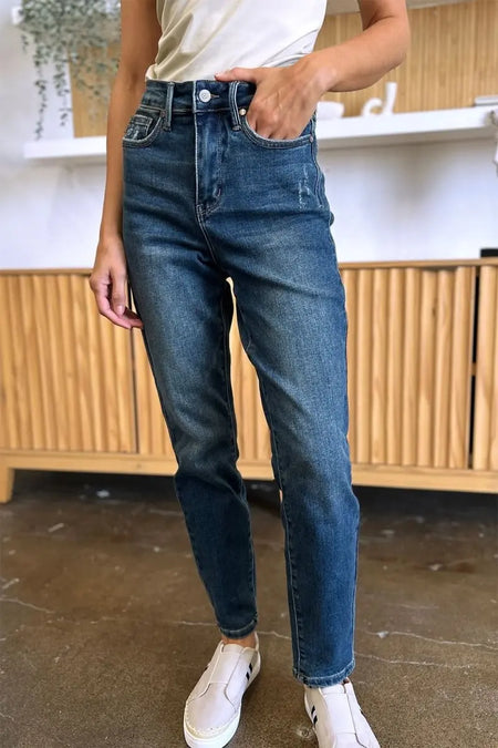 Judy Blue Full Size Tummy Control High Waist Slim Jeans - Sleekdenim.com