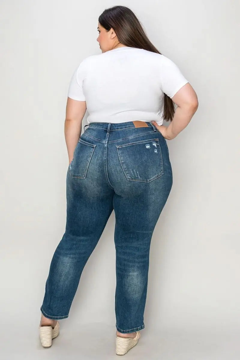 Judy Blue Full Size Tummy Control High Waist Slim Jeans - Sleekdenim.com