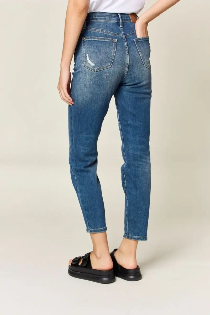 Judy Blue Full Size Tummy Control High Waist Slim Jeans - Sleekdenim.com