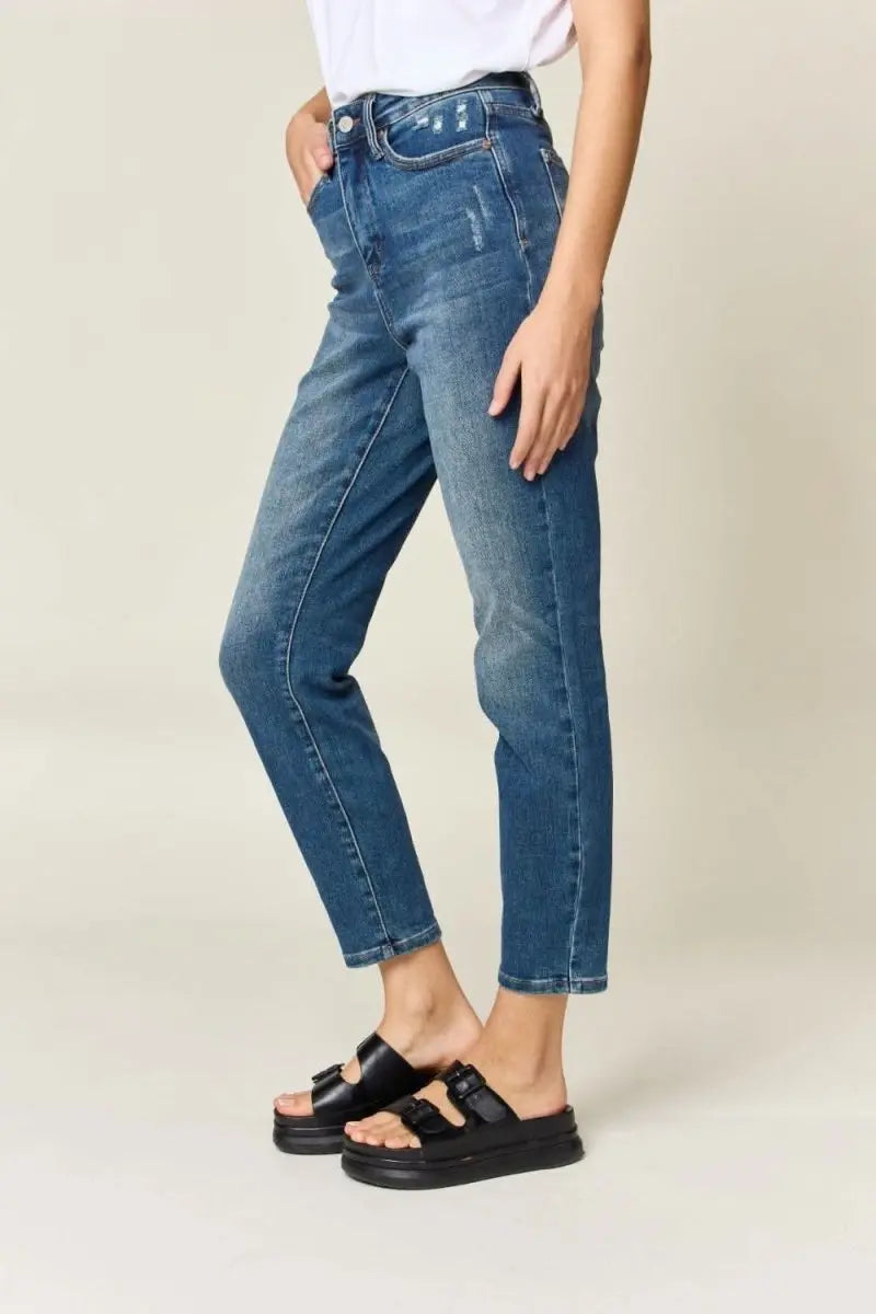 Judy Blue Full Size Tummy Control High Waist Slim Jeans - Sleekdenim.com