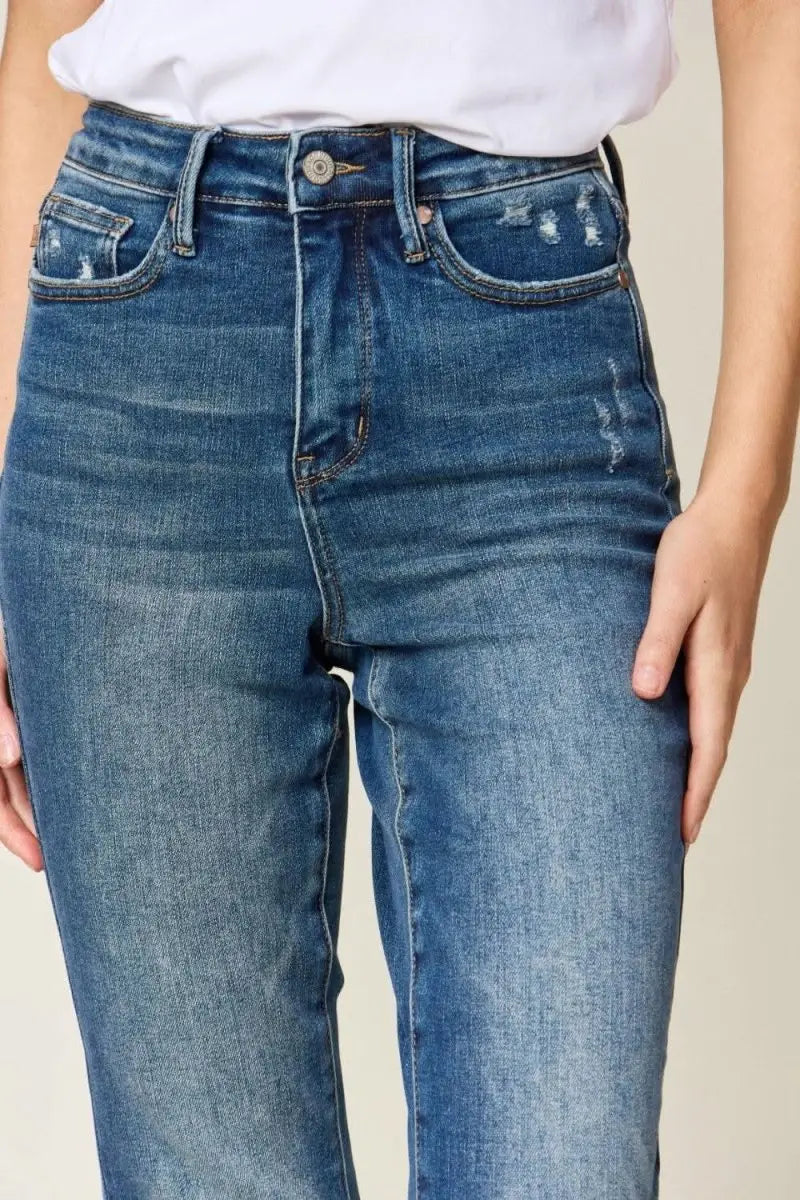 Judy Blue Full Size Tummy Control High Waist Slim Jeans - Sleekdenim.com