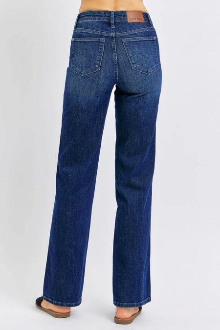 Judy Blue Full Size Tummy Control Straight Jeans Plus Size - Sleekdenim.com