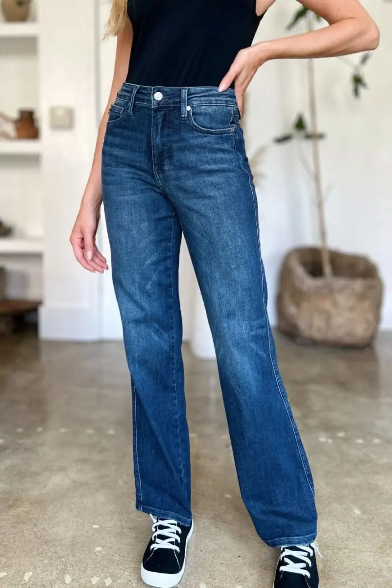 Judy Blue Full Size Tummy Control Straight Jeans - Sleekdenim.com