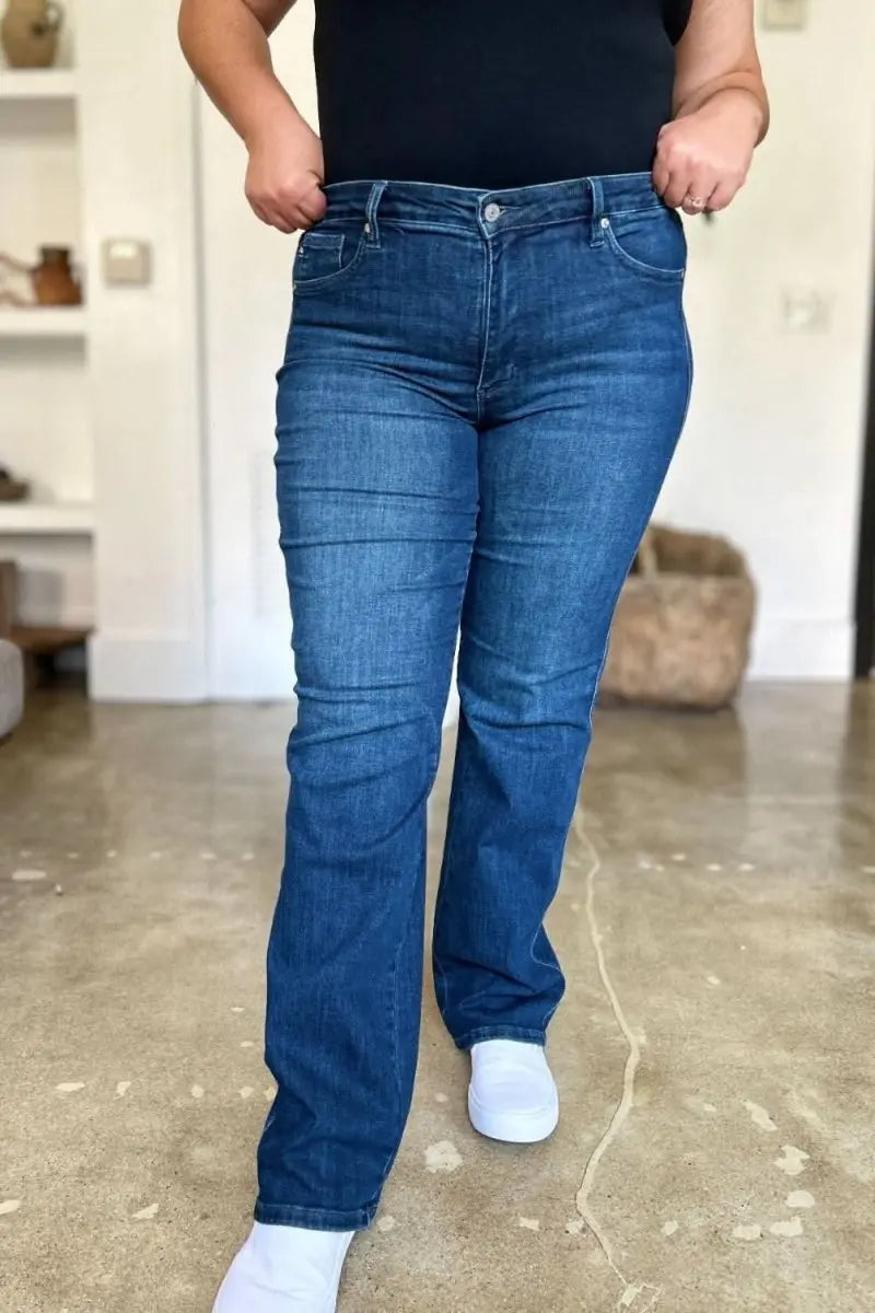 Judy Blue Full Size Tummy Control Straight Jeans - Sleekdenim.com