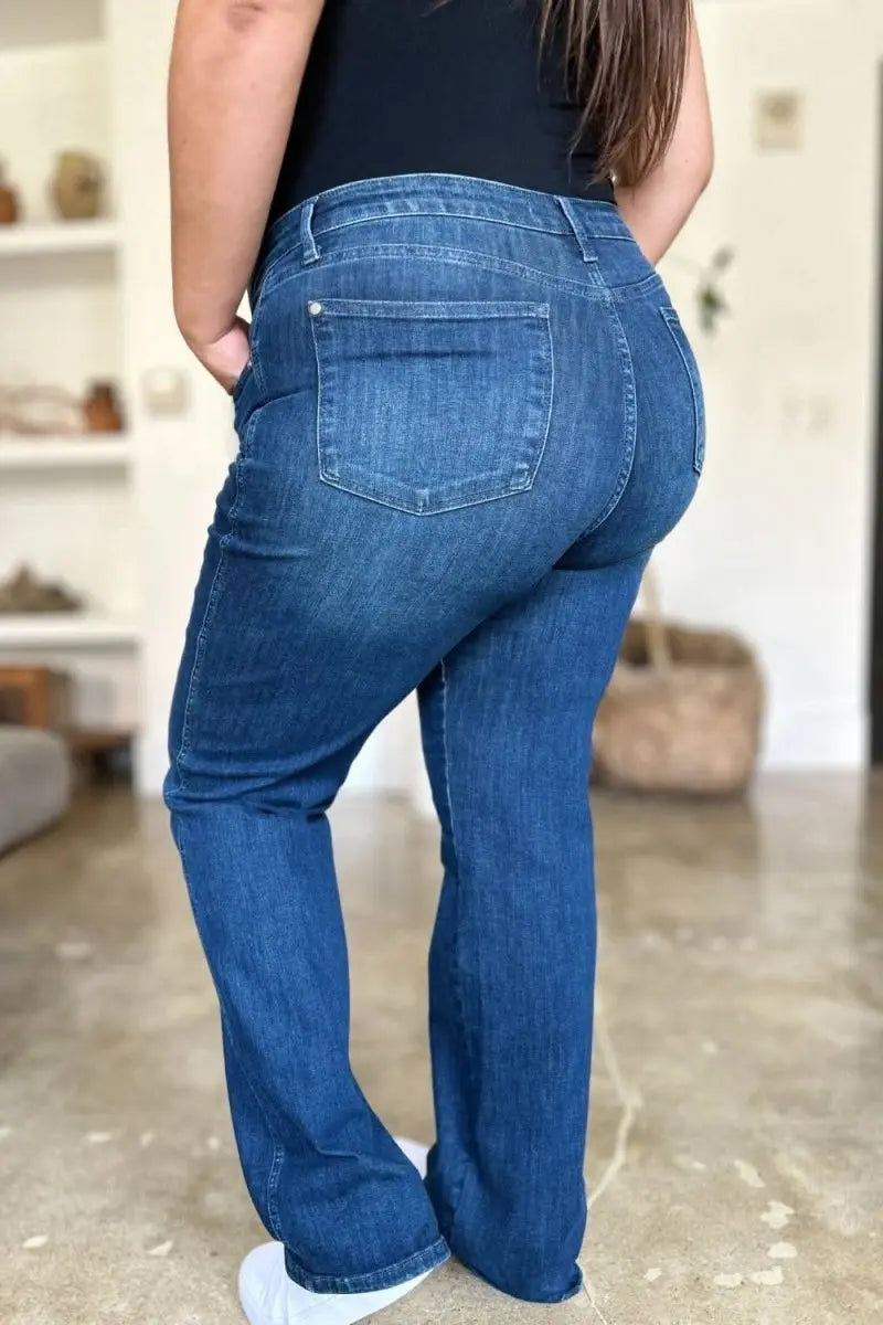 Judy Blue Full Size Tummy Control Straight Jeans - Sleekdenim.com